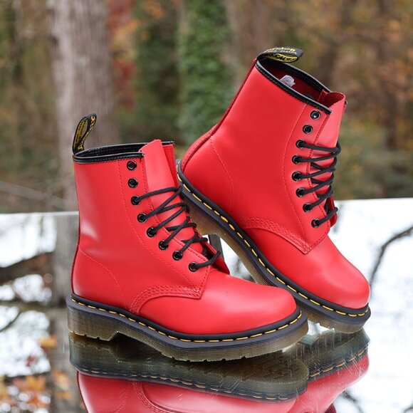 Dr. Martens 1460 Satchel Red Smooth Leather Boots - Picture 5 of 16